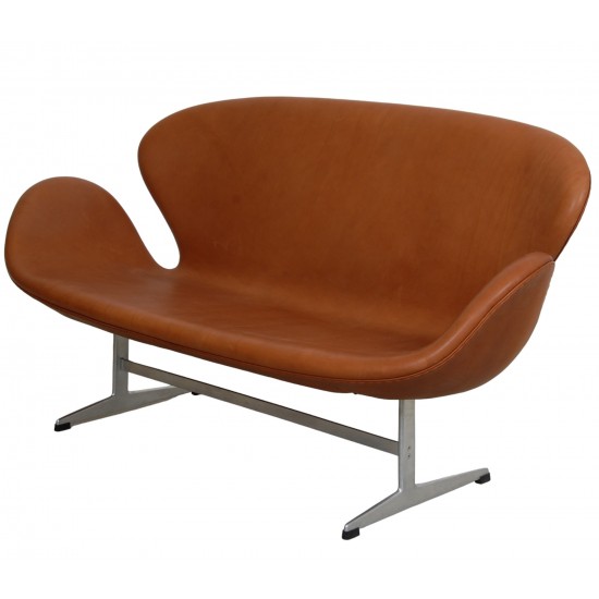 K b brugt Arne Jacobsen Svane sofa i cognac anilin l der